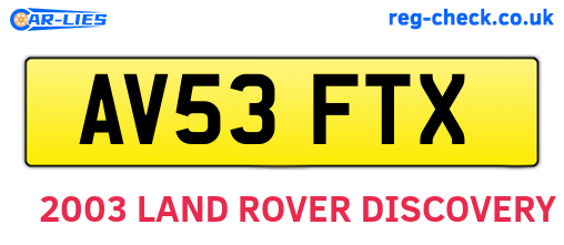 AV53FTX are the vehicle registration plates.