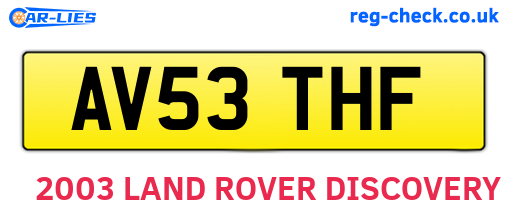 AV53THF are the vehicle registration plates.