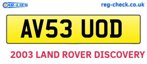 AV53UOD are the vehicle registration plates.