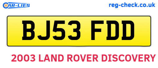 BJ53FDD are the vehicle registration plates.