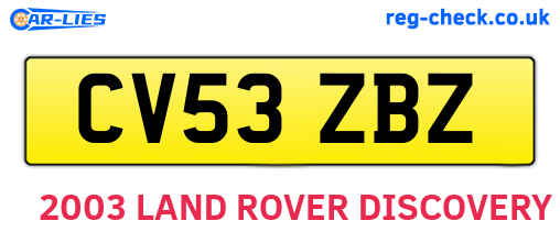 CV53ZBZ are the vehicle registration plates.