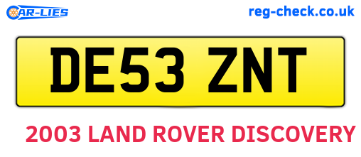 DE53ZNT are the vehicle registration plates.
