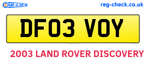 DF03VOY are the vehicle registration plates.