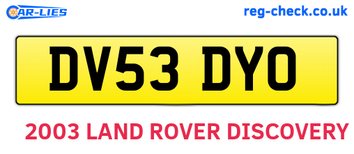 DV53DYO are the vehicle registration plates.