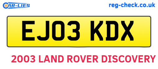 EJ03KDX are the vehicle registration plates.
