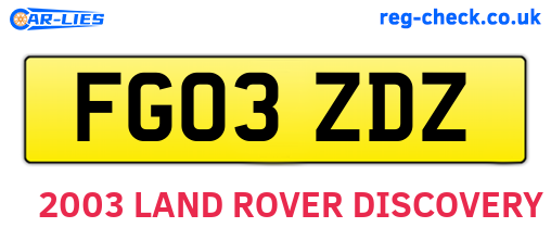 FG03ZDZ are the vehicle registration plates.