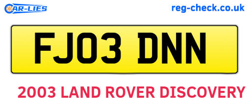 FJ03DNN are the vehicle registration plates.