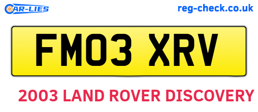 FM03XRV are the vehicle registration plates.