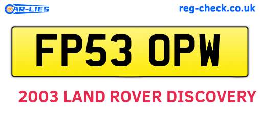 FP53OPW are the vehicle registration plates.