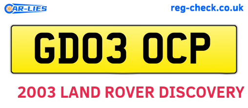 GD03OCP are the vehicle registration plates.