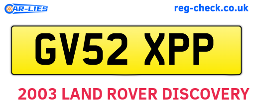 GV52XPP are the vehicle registration plates.