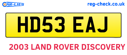HD53EAJ are the vehicle registration plates.