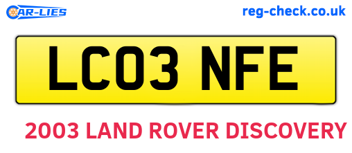 LC03NFE are the vehicle registration plates.