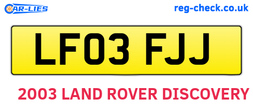 LF03FJJ are the vehicle registration plates.