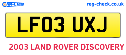 LF03UXJ are the vehicle registration plates.