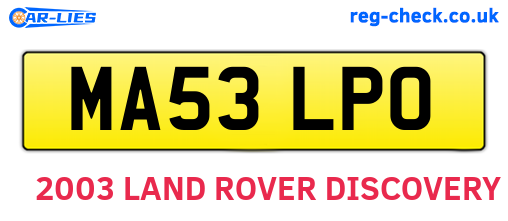 MA53LPO are the vehicle registration plates.
