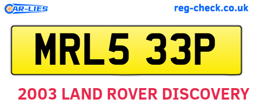 MRL533P are the vehicle registration plates.