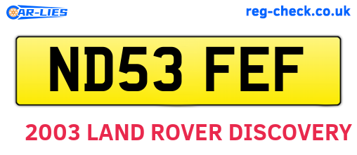 ND53FEF are the vehicle registration plates.