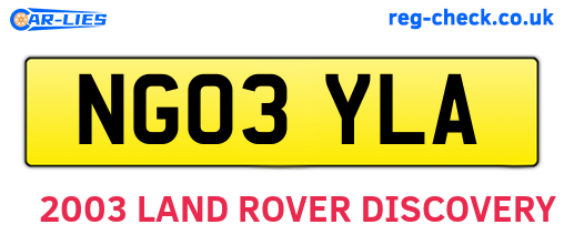 NG03YLA are the vehicle registration plates.