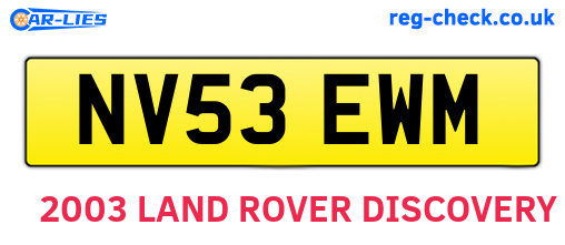 NV53EWM are the vehicle registration plates.