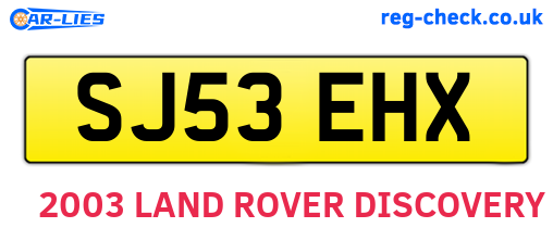 SJ53EHX are the vehicle registration plates.