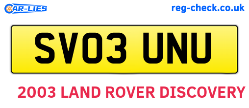 SV03UNU are the vehicle registration plates.