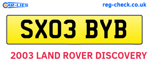 SX03BYB are the vehicle registration plates.