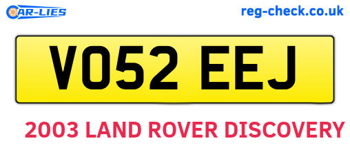 VO52EEJ are the vehicle registration plates.