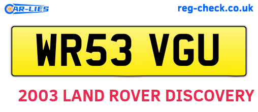 WR53VGU are the vehicle registration plates.