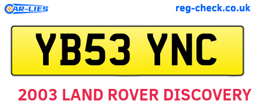 YB53YNC are the vehicle registration plates.
