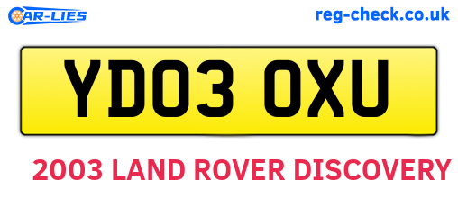 YD03OXU are the vehicle registration plates.