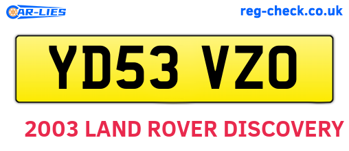 YD53VZO are the vehicle registration plates.