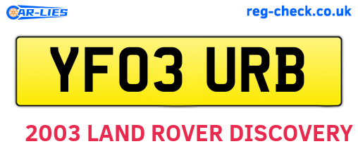 YF03URB are the vehicle registration plates.
