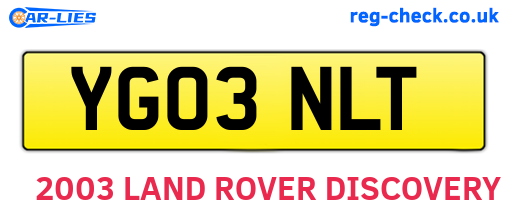 YG03NLT are the vehicle registration plates.