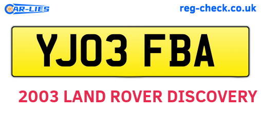 YJ03FBA are the vehicle registration plates.