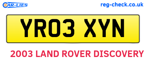 YR03XYN are the vehicle registration plates.