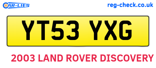 YT53YXG are the vehicle registration plates.