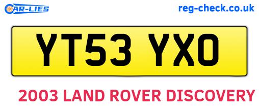 YT53YXO are the vehicle registration plates.