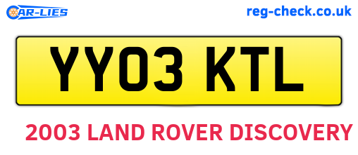 YY03KTL are the vehicle registration plates.