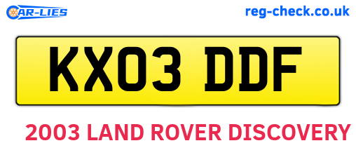 KX03DDF are the vehicle registration plates.