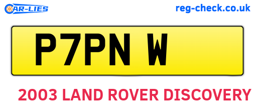 P7PNW are the vehicle registration plates.