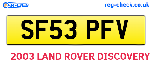 SF53PFV are the vehicle registration plates.