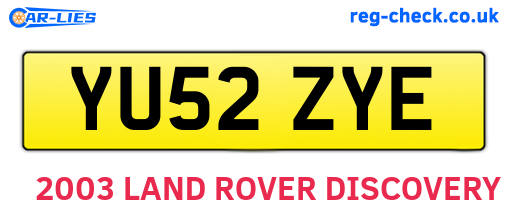 YU52ZYE are the vehicle registration plates.