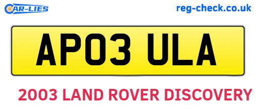 AP03ULA are the vehicle registration plates.