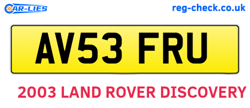 AV53FRU are the vehicle registration plates.