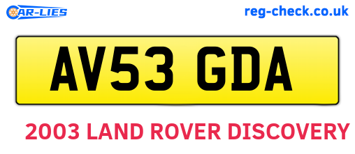 AV53GDA are the vehicle registration plates.