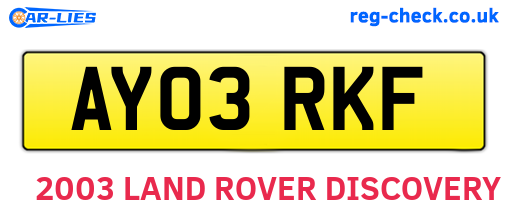 AY03RKF are the vehicle registration plates.