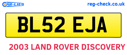 BL52EJA are the vehicle registration plates.