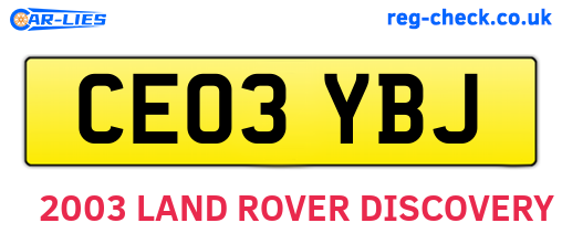 CE03YBJ are the vehicle registration plates.