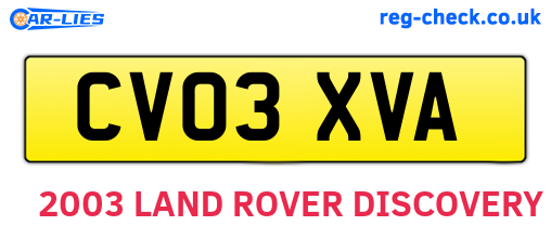 CV03XVA are the vehicle registration plates.